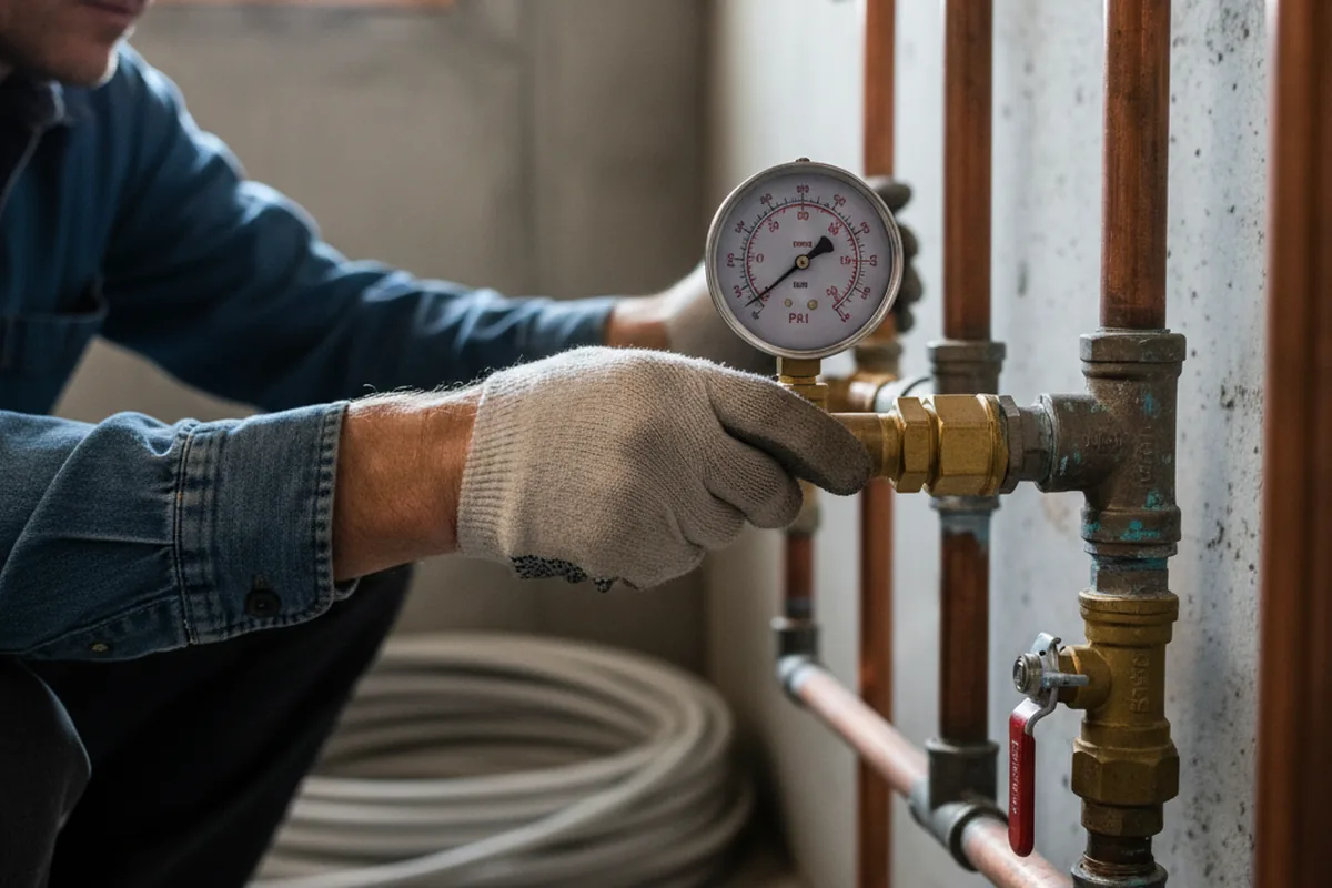 Pressure testing a repaired line during Water Line Repair in Muskogee